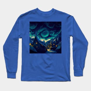 Starry Night Over Hogsmeade Village Long Sleeve T-Shirt